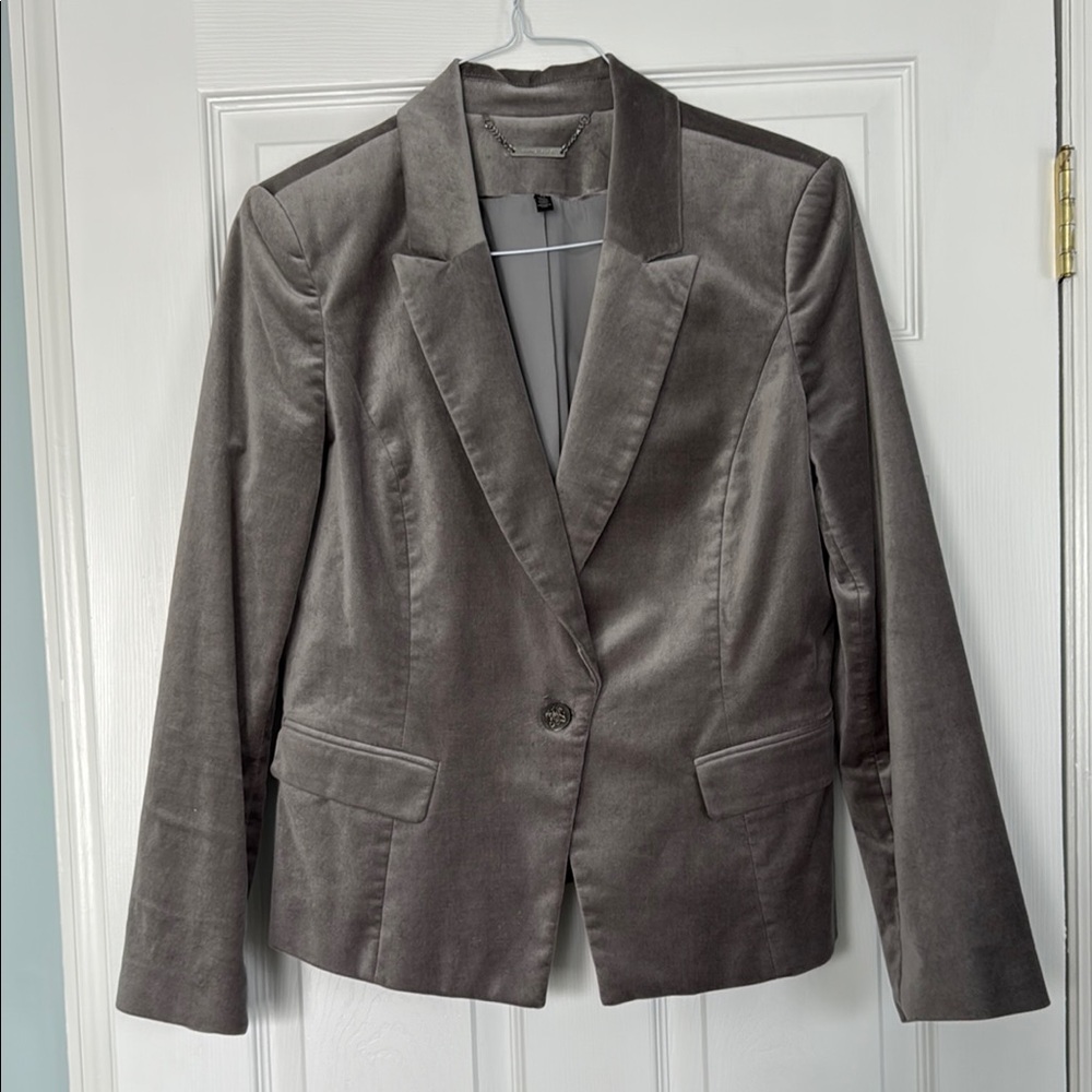 Elegant Gray Velvet Women's Blazer